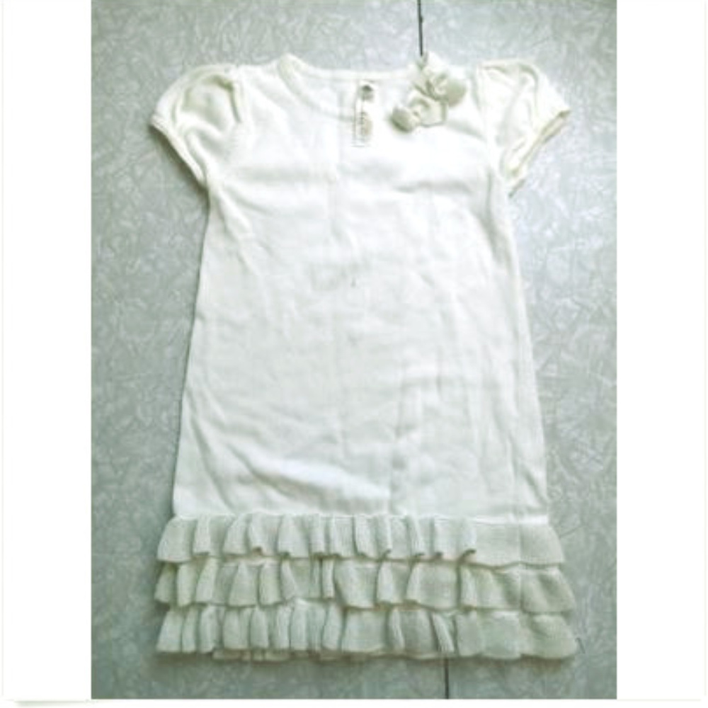 *Ivory & Silver Sparkly Ruffled Bows Sweater Dress
